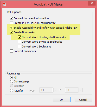 pdfmaker options